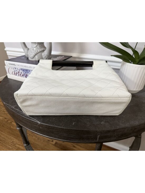 Chanel White Caviar Quilted Melrose Cabas Wood Handle Bag - Picture 6 of 11